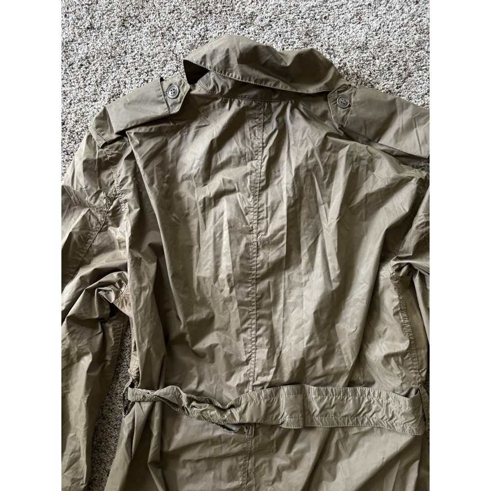 US Army Vintage 50s Korean War Rain Coat Military Trench 36 REG Nylon Taupe Read - Picture 15 of 16